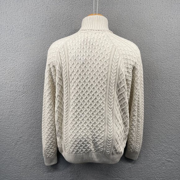 NWT Nike Life Mens Cable Knit Turtleneck Sweater Off White Chunky Relaxed Large - Picture 5 of 11